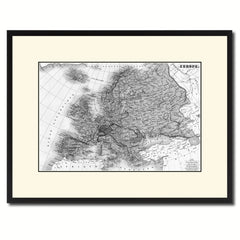 Europe Vintage B&W Map Canvas Print, Picture Frame Home Decor Wall Art Gift Ideas