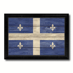 Quebec City Canada Texture Flag Canvas Print Black Picture Frame