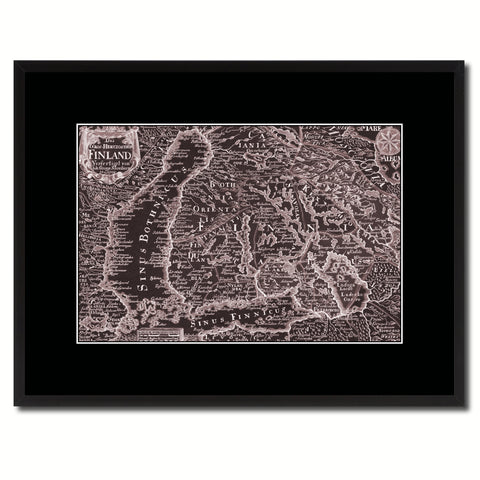 Finland Centuries Vintage Vivid Sepia Map Canvas Print, Picture Frames Home Decor Wall Art Decoration Gifts