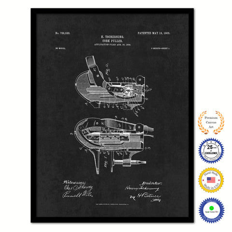 1903 Cork Puller Old Patent Art Print on Canvas Custom Framed Vintage Home Decor Wall Decoration Great for Gifts