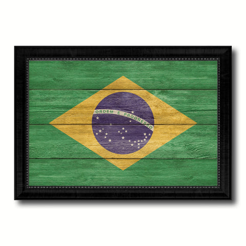 Brazil Country Flag Texture Canvas Print with Black Picture Frame Home Decor Wall Art Decoration Collection Gift Ideas