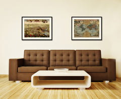 Mountain Fortress Vintage Antique Map Wall Art Home Decor Gift Ideas Canvas Print Custom Picture Frame