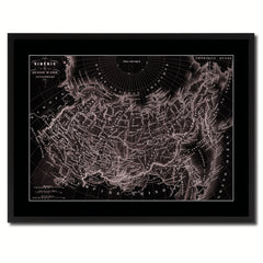Siberia Russia Vintage Vivid Sepia Map Canvas Print, Picture Frames Home Decor Wall Art Decoration Gifts