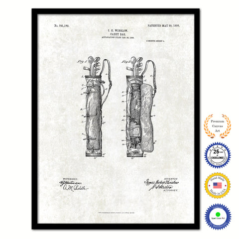 1905 Caddy Bag Old Patent Art Print on Canvas Custom Framed Vintage Home Decor Wall Decoration Great for Gifts