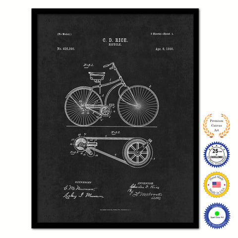1890 Bicycle Old Patent Art Print on Canvas Custom Framed Vintage Home Decor Wall Decoration Great for Gifts