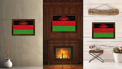Malawi Country Flag Vintage Canvas Print with Brown Picture Frame Home Decor Gifts Wall Art Decoration Artwork