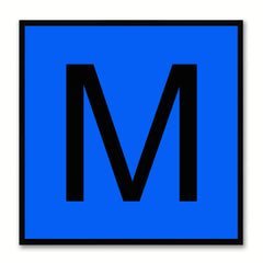 Alphabet M Blue Canvas Print Black Frame Kids Bedroom Wall Décor Home Art