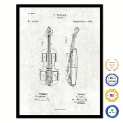 1881 Violin Old Patent Art Print on Canvas Custom Framed Vintage Home Decor Wall Decoration Great for Gifts