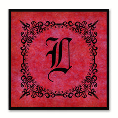 Alphabet L Red Canvas Print Black Frame Kids Bedroom Wall Décor Home Art