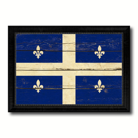 Quebec City Canada Vintage Flag Canvas Print Black Picture Frame
