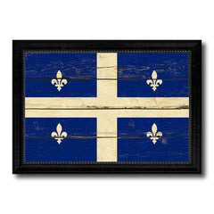 Quebec City Canada Vintage Flag Canvas Print Black Picture Frame
