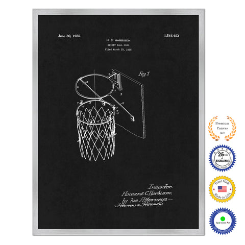 1925 Basketball Goal Old Patent Art Print on Canvas Custom Framed Vintage Home Decor Wall Decoration Great for Gifts
