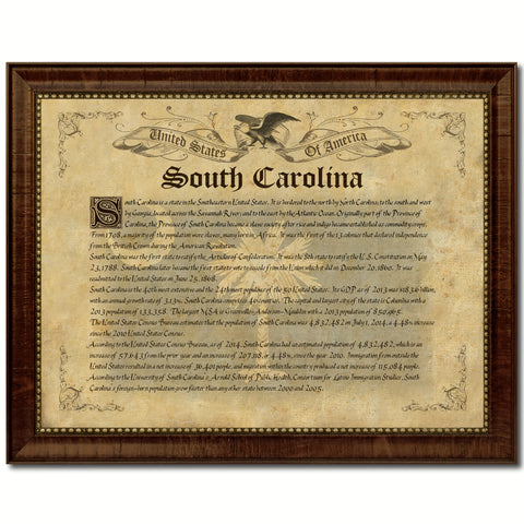 South Carolina State Flag Canvas Print with Custom Brown Picture Frame Home Decor Wall Art Decoration Gifts