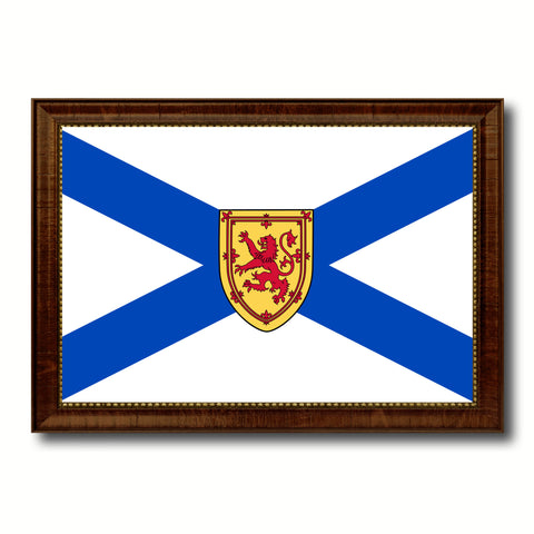 Nova Scotia Province City Canada Country Flag Canvas Print Brown Picture Frame