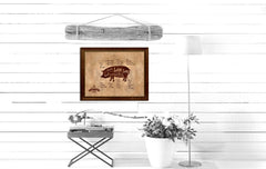 Pork Meat Pig Cuts Butchers Chart Canvas Print Picture Frame Home Decor Wall Art Gifts
