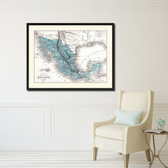 Mexico Vintage Antique Map Wall Art Home Decor Gift Ideas Canvas Print Custom Picture Frame