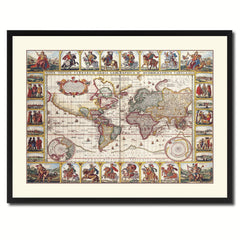 Geographic Vintage Antique Map Wall Art Home Decor Gift Ideas Canvas Print Custom Picture Frame
