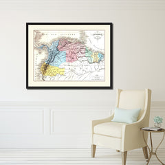 Columbia Venezuela Guianna Vintage Antique Map Wall Art Home Decor Gift Ideas Canvas Print Custom Picture Frame