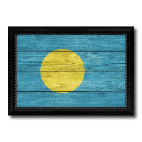 Palau Country Flag Texture Canvas Print with Black Picture Frame Home Decor Wall Art Decoration Collection Gift Ideas