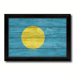 Palau Country Flag Texture Canvas Print with Black Picture Frame Home Decor Wall Art Decoration Collection Gift Ideas
