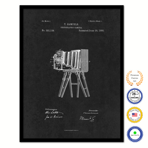 1885 Photographic Camera Vintage Patent Artwork Black Framed Canvas Home Office Decor Great Gift for Photographer
