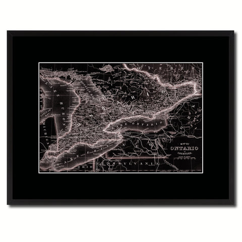 Ontario Canada Vintage Vivid Sepia Map Canvas Print, Picture Frames Home Decor Wall Art Decoration Gifts