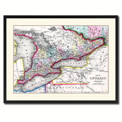 Ontario Canada Vintage Antique Map Wall Art Home Decor Gift Ideas Canvas Print Custom Picture Frame