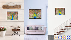 Peacock Bird Canvas Print, Black Picture Frame Gift Ideas Home Decor Wall Art Decoration