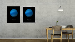 Neptune Print on Canvas Planets of Solar System Silver Custom Framed Art Home Decor Wall Office Decoration