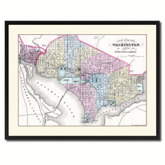 Washington DC Vintage Antique Map Wall Art Home Decor Gift Ideas Canvas Print Custom Picture Frame