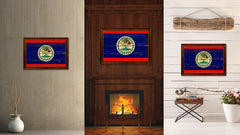 Belize Country Flag Vintage Canvas Print with Brown Picture Frame Home Decor Gifts Wall Art Decoration Artwork