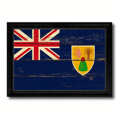 Turks & Caicos Islands Country Flag Vintage Canvas Print with Black Picture Frame Home Decor Gifts Wall Art Decoration Artwork