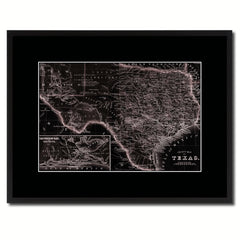 Texas Vintage Vivid Sepia Map Canvas Print, Picture Frames Home Decor Wall Art Decoration Gifts