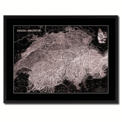 Switzerland Vintage Vivid Sepia Map Canvas Print, Picture Frames Home Decor Wall Art Decoration Gifts