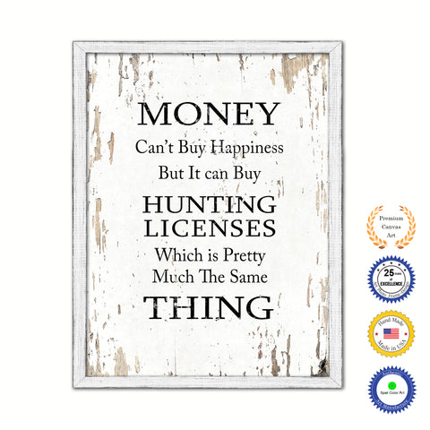 Money Can't Buy Happiness Vintage Saying Gifts Home Decor Wall Art Canvas Print with Custom Picture Frame