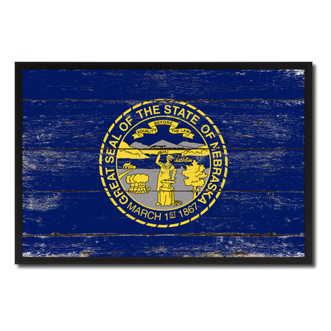 Nebraska State Flag Vintage Canvas Print with Black Picture Frame Home DecorWall Art Collectible Decoration Artwork Gifts