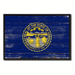 Nebraska State Flag Vintage Canvas Print with Black Picture Frame Home DecorWall Art Collectible Decoration Artwork Gifts
