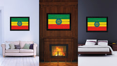 Ethiopia Country Flag Vintage Canvas Print with Black Picture Frame Home Decor Gifts Wall Art Decoration Artwork
