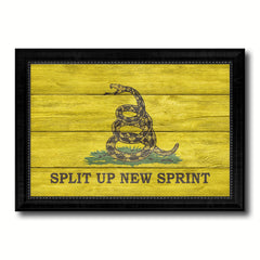 Split Up New Sprint Military Flag Texture Canvas Print with Black Picture Frame Gift Ideas Home Decor Wall Art