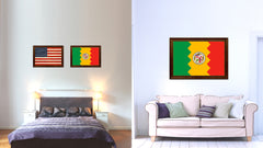 Los Angeles City California State Flag Canvas Print Brown Picture Frame