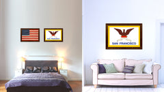 San Francisco City San Francisco State Flag Canvas Print Brown Picture Frame
