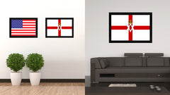 North Irish Ulster City Northern Ireland Country Flag Canvas Print Black Picture Frame