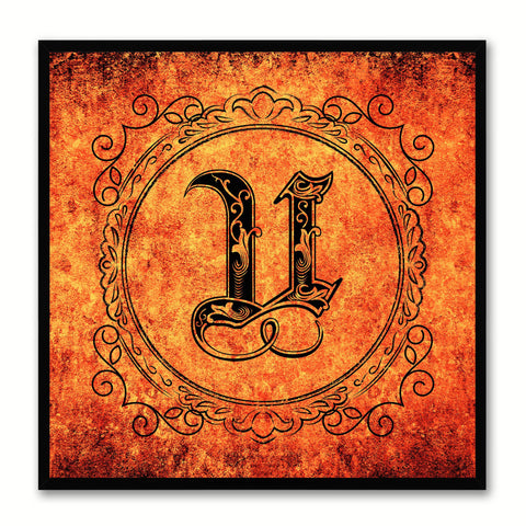 Alphabet U Orange Canvas Print Black Frame Kids Bedroom Wall Décor Home Art