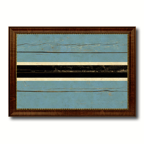 Botswana Country Flag Vintage Canvas Print with Brown Picture Frame Home Decor Gifts Wall Art Decoration Artwork