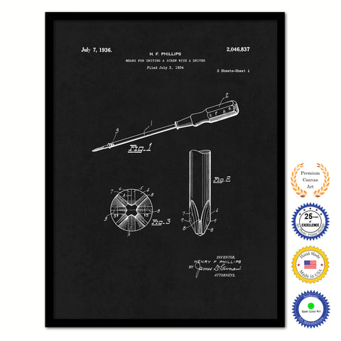 1936 Screwdriver with Driver Old Patent Art Print on Canvas Custom Framed Vintage Home Decor Wall Decoration Great for Gifts