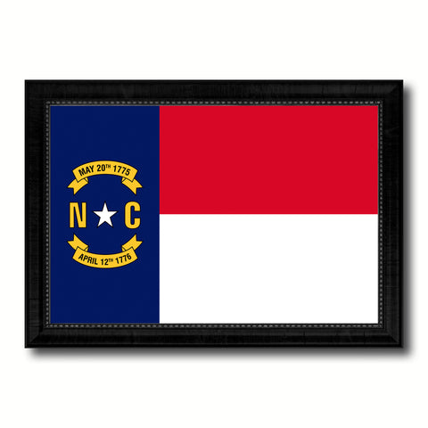 North Carolina State Flag Canvas Print with Custom Black Picture Frame Home Decor Wall Art Decoration Gifts