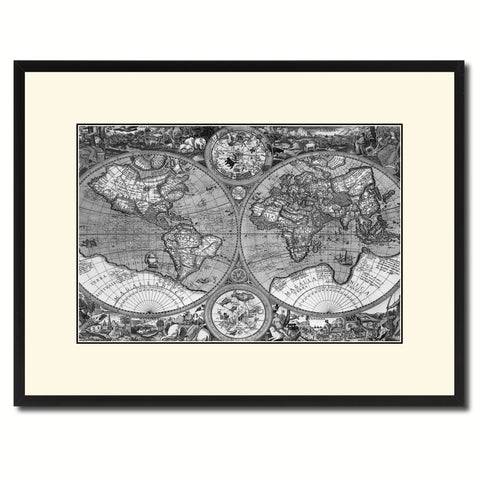 Macro Closeup Vintage B&W Map Canvas Print, Picture Frame Home Decor Wall Art Gift Ideas