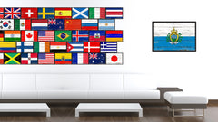 San Marino Country National Flag Vintage Canvas Print with Picture Frame Home Decor Wall Art Collection Gift Ideas