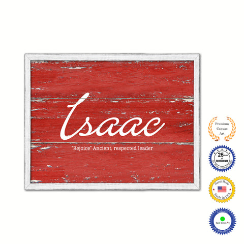 Isaac Name Plate White Wash Wood Frame Canvas Print Boutique Cottage Decor Shabby Chic
