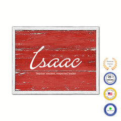 Isaac Name Plate White Wash Wood Frame Canvas Print Boutique Cottage Decor Shabby Chic